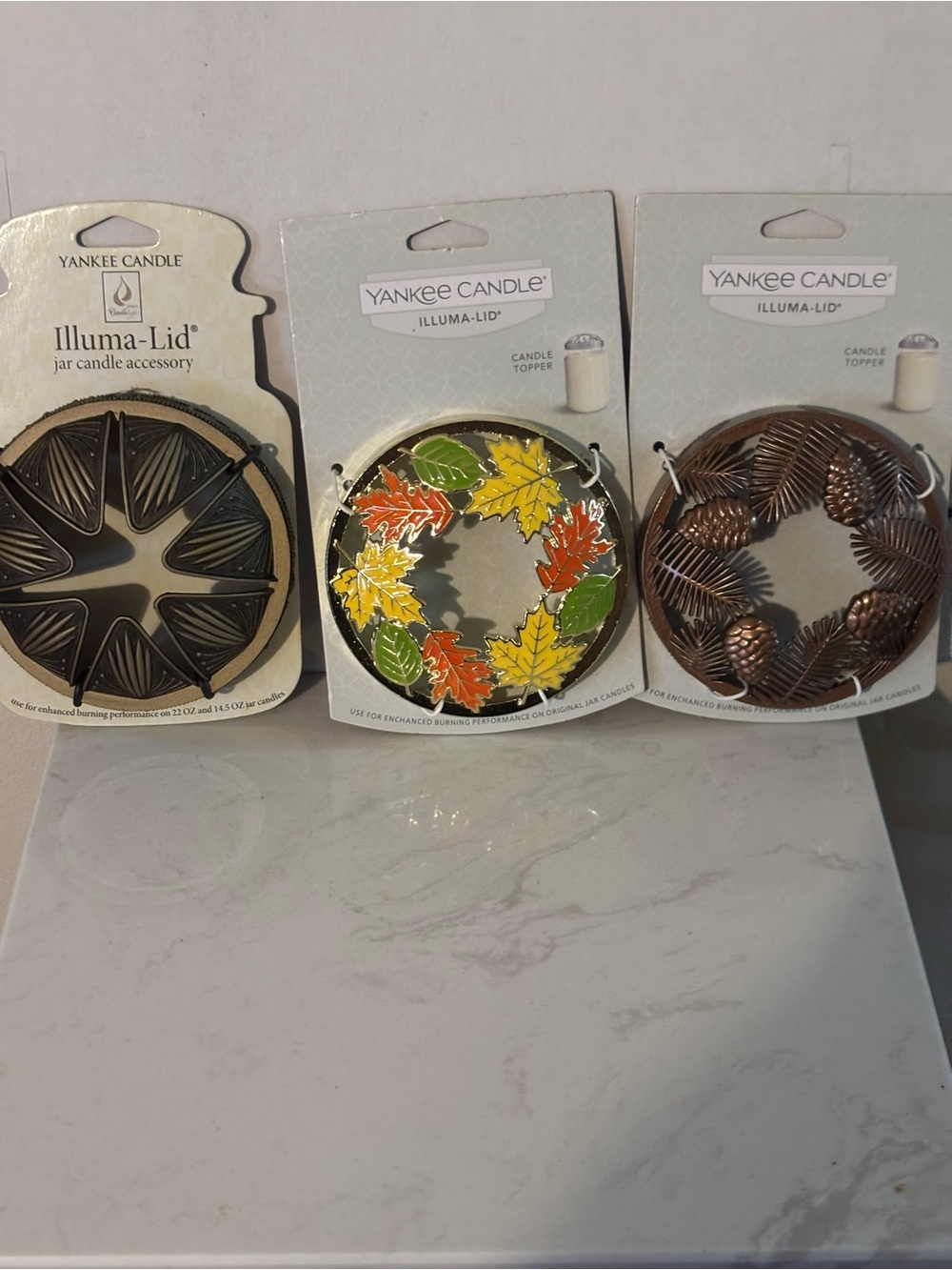 Yankee Candle Illuma-Lid Set with Yellow Orange Green and Brown Accents